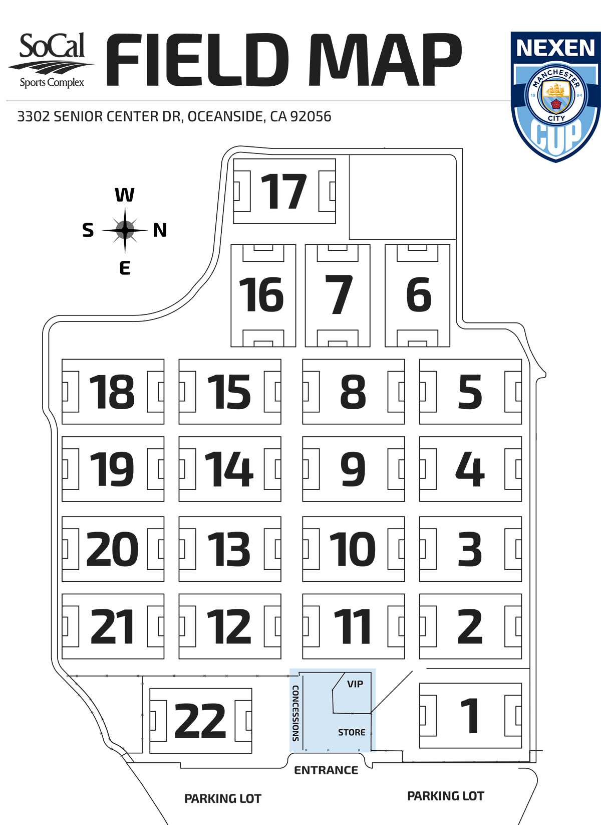 SoCal Sports Complex Field Map Nexen Manchester City Cup